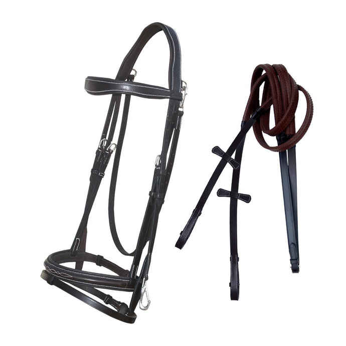 ExionPro Quick Release Snaffle Jumping Bridle with Rubber Reins