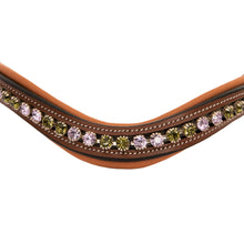 ExionPro Elegant Deep Curved Soft Padded Olivine, Violet Colored Crystal Browband
