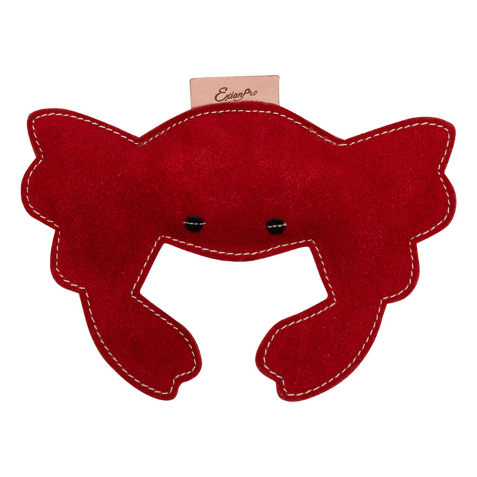 ExionPro Natural Leather Crab Dog Toy with Non Toxic Fiber Stuffing- Red Color
