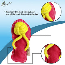 ExionPro Natural Leather Slipper Dog Toy with Non Toxic Fiber Stuffing - Red/Yellow Color