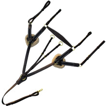 ExionPro 5 Point Breastplate with Sheepskin Padding - Navy Blue Elastic & White Lines