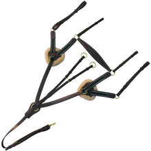 ExionPro 5 Point Breastplate with Sheepskin Padding - Green Elastic & White Lines