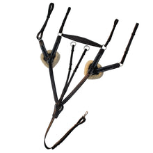 ExionPro 5 Point Breastplate with Sheepskin Padding - Navy Blue Elastic & White Lines