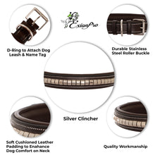 ExionPro Silver Clincher Padded Leather Dog Collar - Pink Padding