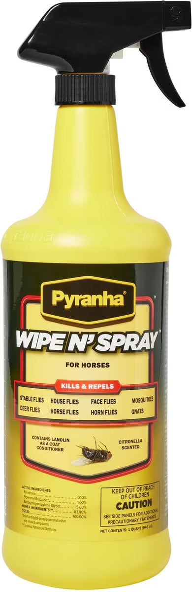 Pyranha Wipe N' Spray Fly Spray for Horses