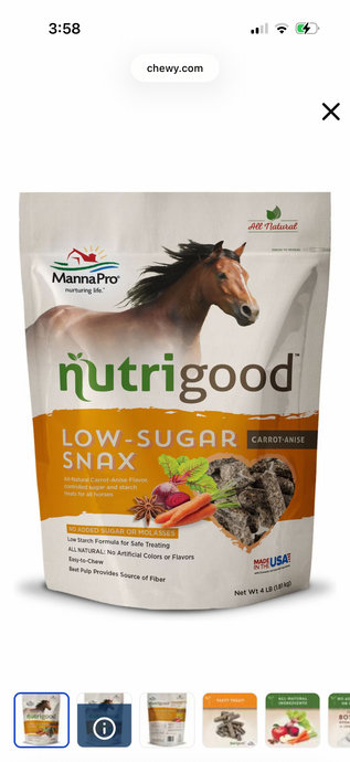 Nutrigood Low-Sugar Snax for Horses - Carrot-Anise, 4 lbs