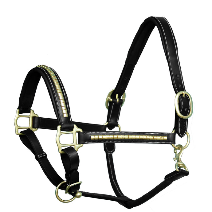 ExionPro Clincher Leather Halter - Brass Hardware